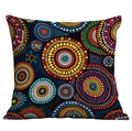 Ethno-Kissenbezug im Boho-Stil mit bunten Aborigine-Punktmustern auf blauem Grund - Aboriginal Dot Art (CDR08-3) / 45*45cm Kurzplüsch Doppelseitig Ohne Kern