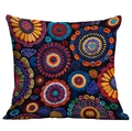 Schwarzer Boho-Kissenbezug mit farbenfroher Mandala-Stickerei für das Wohnzimmer - Buntes Mandala-Blumenmuster (CDR08-4) / 45*45cm Kurzplüsch Doppelseitig Ohne Kern