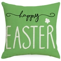 Green cotton linen Easter pillow cover with happy Easter print and white flower - Happy Easter Letter Style (DYM15(2)-2) / 45*45cm Linen Single-Sided No Insert