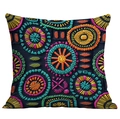 Ethno-Boho-Kissenbezug mit bunten 3D-Stickblumenmustern auf schwarzem Hintergrund - Bunte 3D-Textur (CDR08-6) / 45*45cm Kurzplüsch Doppelseitig Ohne Kern