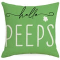 Green Easter pillow case with hello PEEPS text and white flower printed design - Hello Peeps Letter Style (DYM15(2)-3) / 45*45cm Linen Single-Sided No Insert