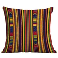 Kissenbezug im Ethno-Boho-Stil mit bunten Stammesstreifen in quadratischer Form - Tribal Geometrische Streifen (CDR08-7) / 45*45cm Kurzplüsch Doppelseitig Ohne Kern