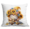 Housse de coussin blanche avec gnome tournesol et guitare pour décor de canapé - 45x45cm / Style Gnome Jouant de la Guitare (CDR21-3)