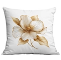 Detail of elegant gold flower print on white square cushion cover for luxury home decor - 45*45cm Short Plush Single Sided Without Core / Silk Texture Realistic Gold Floral (CDR29-15)