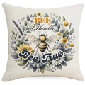 Square bee and sunflower throw pillow cover with BEE Humble and Bee True text - BEE Humble/True Style (DYM06-4)