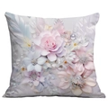 Modern 3D embossed floral pillowcase with pink roses for home sofa decor - 3D Relief Roses and Lilies (CDR16-5) / 18x18 Inch