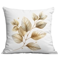 Square white pillow cover with golden branch and leaf print for elegant home decor - 45*45cm Short Plush Single Sided Without Core / Exquisite Gold Branch and Fallen Leaves (CDR29-13)