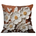 3D embossed floral cushion cover with white flowers and orange oil painting texture - 45*45cm (No Insert) / Warm Orange White Flower Oil (CDR02-5)