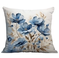 Vierkante kussensloop met artistiek 3D blauw bloemenpatroon en aquarel ontwerp - Gradiënt Aquarel Blauw Bloemen (SDR01-10)