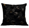 Square pillowcase featuring 3D oil painting style black flowers with gold accents - 45*45cm (No Insert) / Black Gold Luxury Floral (CDR02-7)