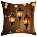 Goldener Mondlaterne Kissenbezug für Wohnzimmer Sofa und Heimdekoration - 45*45cm Leinen Einseitig Ohne Füllung / Muster 2 (DYM25-2)