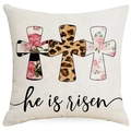 Fodera per cuscino pasquale con testo 'He is Risen' e tre motivi a croce - Motivo Croce He Is Risen (DYM15(4)-2) / 45x45cm Lato Singolo (Senza Interno)
