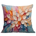3D impasto oil painting flower pillow case with vibrant orange and blue floral textures - 45*45cm (No Insert) / Sea Blue Pink White Abstract (CDR02-11)