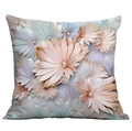 Square decorative pillow cover with 3D embossed floral patterns and pearl details - Relief Flowers with Pearl Heart (CDR16-13) / 18x18 Inch
