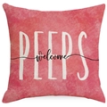 Pink textured Easter pillow cover with white Peeps print and black welcome lettering - 45*45cm Linen Without Core / PEEPS Welcome Style