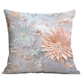 Square pillowcase featuring 3D vintage floral prints with pink flowers and pearls - Pearly 3D Floral (CDR16-16) / 18x18 Inch