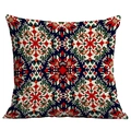 Ethno-Kissenbezug im Boho-Stil mit rotem und blauem geometrischem Schneeflockenmuster - Geometrische Kontrast-Schneeflocke (CDR08-22) / 45*45cm Kurzplüsch Doppelseitig Ohne Kern