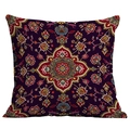 Quadratischer Kissenbezug im Boho-Stil mit burgunderrotem Ethno-Print und Stofftextur - Persischer Stil Druck (CDR08-26) / 45*45cm Kurzplüsch Doppelseitig Ohne Kern