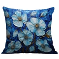 Artistic oil painting style cushion cover with 3D embossed blue floral patterns - 45*45cm (No Insert) / Dark Blue Mosaic Relief (CDR02-20)