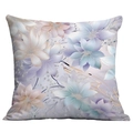 Square cushion cover with pastel 3D floral bird pattern and gold metallic accents - Gold Decor Abstract Flowers (CDR16-23) / 18x18 Inch