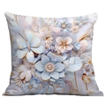 Vintage cushion cover with blue floral and butterfly 3D relief print on white background - Macaron Color 3D Butterfly and Flower (CDR16-27) / 18x18 Inch