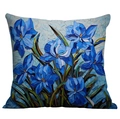 Square throw pillow cover featuring 3D oil painting style blue iris floral art - 45*45cm (No Insert) / Blue Iris Mosaic (CDR02-22)