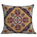 Ethno-Kissenbezug im Boho-Stil mit buntem Mandala-Muster auf weißem Hintergrund - Komplexes Mandala-Detail (CDR08-30) / 45*45cm Kurzplüsch Doppelseitig Ohne Kern