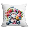 Cute gnome on scooter with colorful roses printed spring garden decorative pillowcase cover - Gnome on Blue Scooter (CDR19-11) / 45x45CM No Pillow Core