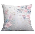 Square throw pillow cover with vintage pink and light blue floral watercolor pattern - Gold Curve Watercolor Flower (CDR16-30) / 18x18 Inch