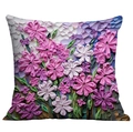 3D oil painting style floral pillowcase with pink and purple textured flower pattern - 45*45cm (No Insert) / Pink Purple White Relief (CDR02-27)