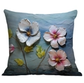 3D floral cushion cover with deep blue oil painting texture and white flower patterns - 45*45cm (No Insert) / Dark Blue Pink White 3D (CDR02-31)