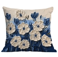 Square pillowcase featuring 3D oil painting blue and white floral pattern design - 45*45cm (No Insert) / Blue White Impasto Floral (CDR02-32)