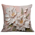 3D embossed floral pillow cover featuring white flowers on a soft pink background - 45*45cm (No Insert) / Soft Pink White Relief (CDR02-34)