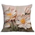 3D floral oil painting style cushion cover featuring a blooming white peony design - 45*45cm (No Insert) / Beige Green White Peony (CDR02-35)