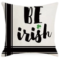St. Patrick's Day kussensloop van linnen met zwarte strepen en Be Irish klaver print - Kabouter Letter Print (DYM24-1) / 45x45CM Zonder Kussenvulling