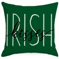 Green St. Patrick's Day pillow cover with Irish Kisses text and clover print - Irish Kisses Pattern (DYM24(9)-2) / 45*45cm (Insert Not Included)