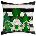 St. Patrick's Day kussensloop met kabouters, zwart-witte strepen en groene klaver - Drie Kabouters Zwart Wit Streep (DYM24-2) / 45x45CM Zonder Kussenvulling