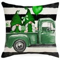 Linnen kussensloop voor St. Patrick's Day met aquarel kabouters en groene vrachtwagen - Kabouter Groene Truck (DYM24-3) / 45x45CM Zonder Kussenvulling