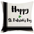 Kussensloop voor St. Patrick's Day met Happy St. Patrick's Day tekst en klavertje - Fijne Feestdagen Letters (DYM24-4) / 45x45CM Zonder Kussenvulling