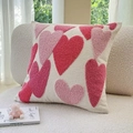 Square embroidered heart pillow cover with tufted texture on a cream sofa - Single Large Heart Style (CDR48-1) / 45x45cm Single Sided Embroidered Without Core
