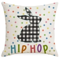 Easter decorative cotton linen square pillowcase with bunny silhouette and hip hop letters - Plaid Rabbit Print (DYM15(18)-1)