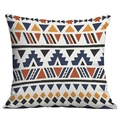 Détail de la housse de coussin bohème avec motif ethnique et tissu bleu marine épais - Géométrique Terre Cuite Chaude (CDR49-38)
