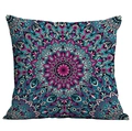 Close-up of bohemian mandala pillowcase with vibrant pink and teal geometric art patterns - Mandala Style 32 (CDR50-32) / 45x45cm