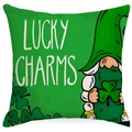 Grüner St. Patrick's Day Kissenbezug mit Zwergen-Design und Kleeblatt-Motiv - Wichtel Lucky Charms Muster (DYM24(10)-2)