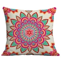 Detailed macro of mandala pattern on bohemian square throw pillow cover with vibrant colors - Mandala Style 28 (CDR50-28) / 45x45cm
