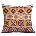 Détail d'une housse de coussin bohème aux motifs géométriques orange et bleu marine - Floral Bleu Foncé Orange (CDR49-14)