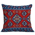 Détails des motifs géométriques bohèmes sur la housse de coussin rouge ethnique - Abstrait Rouge Vintage (CDR49-11)