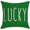 Grüner Kissenbezug zum St. Patrick's Day mit weißem Lucky-Schriftzug und Kleeblatt - LUCKY Buchstabe Muster (DYM24(10)-4)