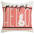 Pink Easter bunny rabbit throw pillow cover with Hello Peeps typography and silhouette - peeps HELLO Rabbit Silhouette (DYM15(6)-3)