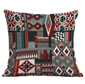 Housse de coussin bohème au motif géométrique ethnique avec des couleurs rustiques - Patchwork Rouge Foncé (CDR49-36)